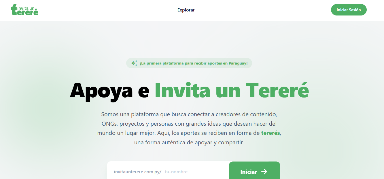 Home de la plataforma Invita Un Tereré